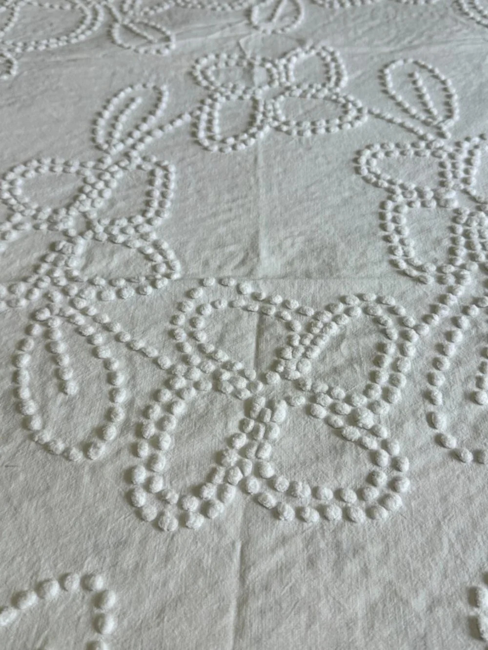 Vintage White Chenille Bedspread 82
